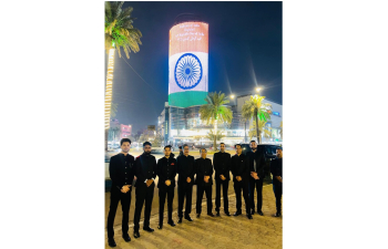 On the occasion of the 76th Republic Day, the Baghdad Mall’s Digital Tower, a popular building in the heart of the city, was illuminated in tricolour.